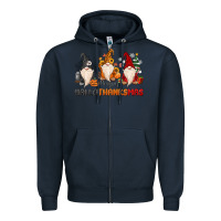 Navy Happy Hallothanksmas Zipper Hoodie - MaliasSmallBusiness