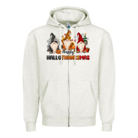 Oatmeal Heather Happy Hallothanksmas Zipper Hoodie - MaliasSmallBusiness