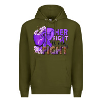 Army Green Her fight is our fight purple ribbon Premium Hoodie - NancyCooperArtShop