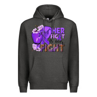 Charcoal Heather Her fight is our fight purple ribbon Premium Hoodie - NancyCooperArtShop