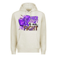 Oatmeal Heather Her fight is our fight purple ribbon Premium Hoodie - NancyCooperArtShop