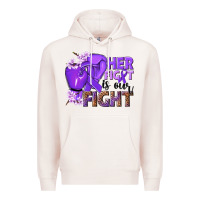 Pale Pink Her fight is our fight purple ribbon Premium Hoodie - NancyCooperArtShop