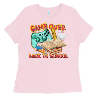 Bubblegum Pink game over back to school Ladies Tee - texasbilliewilder
