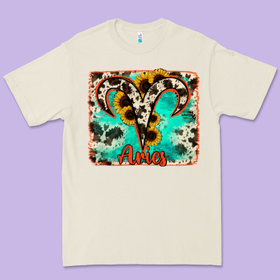 Aries Turquoise Cowhide Premium Tee Designed By Ranaportraitstore