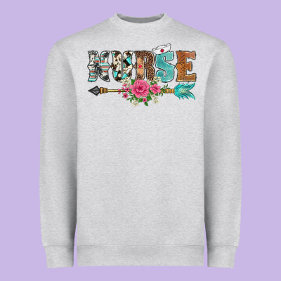 Western Nurse Arrow Floral Heavyweight Sweatshirt Designed By Barkaloodesign