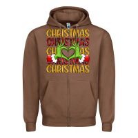 Chestnut christmas grinch heart hands Zipper Hoodie - MaliasSmallBusiness