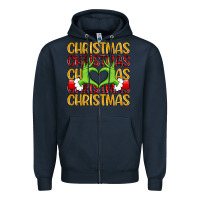 Navy christmas grinch heart hands Zipper Hoodie - MaliasSmallBusiness