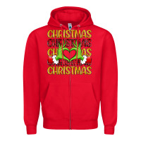 Red christmas grinch heart hands Zipper Hoodie - MaliasSmallBusiness