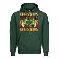 Sports Green christmas grinch heart hands Zipper Hoodie - MaliasSmallBusiness