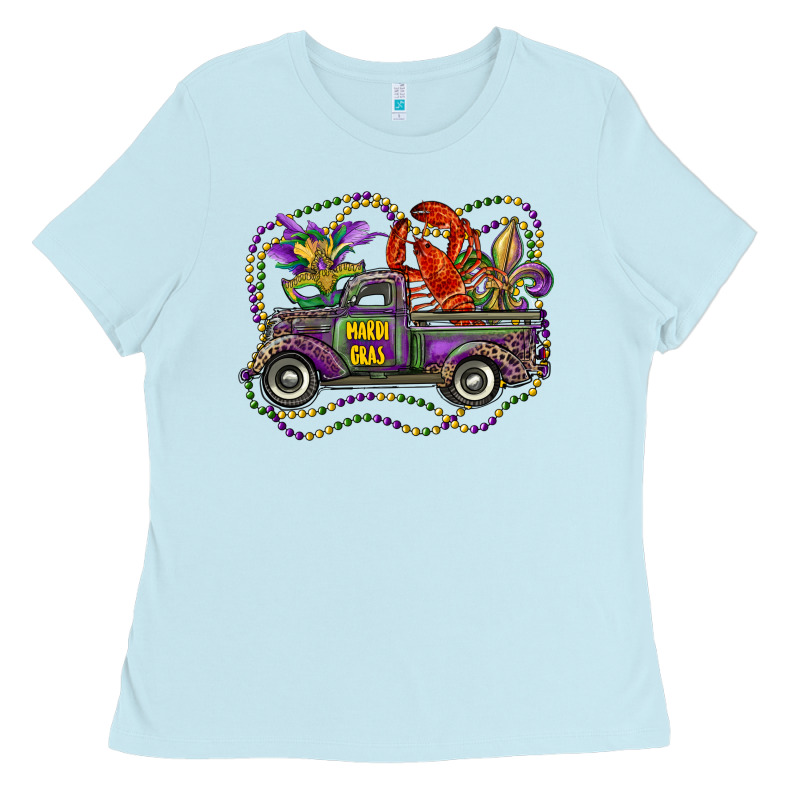 Mardi Gras Truck With Mask Fleur De Lis And Crawfish Ladies Tee by RanaPortraitStore | Teevron