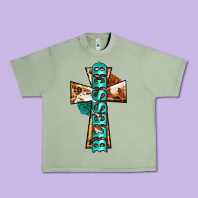 Blessed Cross Urban Heavy Tee Designed By Barkaloodesign