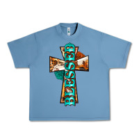 Pebble Blue blessed cross Urban Heavy Tee - BarkalooDesign