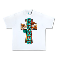 White blessed cross Urban Heavy Tee - BarkalooDesign