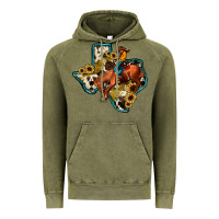 Vintage Olive rodeo sunflower texas map Vintage Hoodie - JahusDesignShop