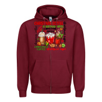 Burgundy Christmas coffee Zipper Hoodie - MaliasSmallBusiness