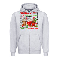 Heather Grey Christmas coffee Zipper Hoodie - MaliasSmallBusiness