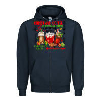 Navy Christmas coffee Zipper Hoodie - MaliasSmallBusiness