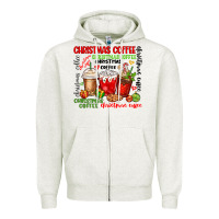 Oatmeal Heather Christmas coffee Zipper Hoodie - MaliasSmallBusiness