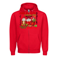 Red Christmas coffee Zipper Hoodie - MaliasSmallBusiness