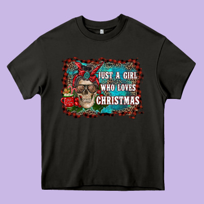 Just A Girl Who Loves Christmas Heavy Core Tee Designed By Ranaportraitstore