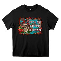 Black just a girl who loves christmas Heavy Core Tee - RanaPortraitStore