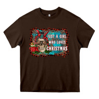 Chocolate Brown just a girl who loves christmas Heavy Core Tee - RanaPortraitStore