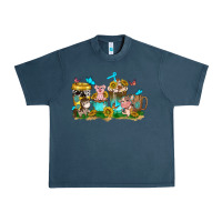 Midnight Navy farm cute animals with sunflower coffee cups Urban Heavy Tee - NancyCooperArtShop