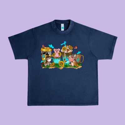 Farm Cute Animals With Sunflower Coffee Cups Urban Heavy Tee Designed By Nancycooperartshop