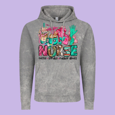 Nurse Coffee Scrubs Rubber Gloves Vintage Hoodie Designed By Jasminsmagicworld