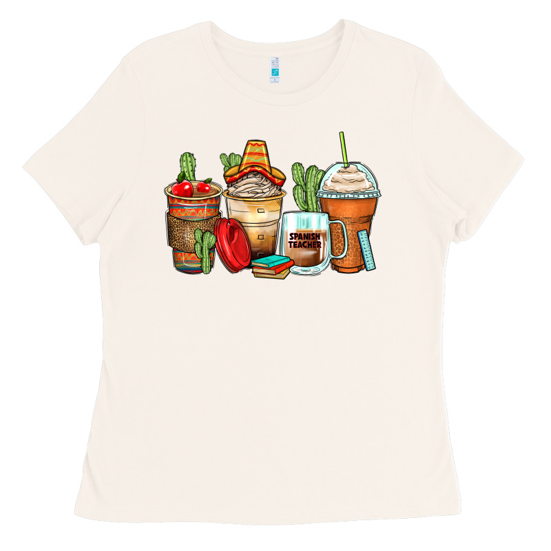 Spanish Teacher Coffee Cups Ladies Tee by Zillion Design Studio | Teevron