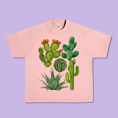 Watercolor Cactus Bundle Preview Urban Heavy Tee Designed By Barkaloodesign