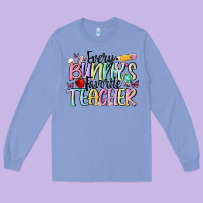 Every Bunny's Favorite Teacher Long Sleeve Tee Designed By Maliassmallbusiness