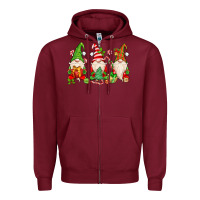 Burgundy christmas gnomes Zipper Hoodie - MaliasSmallBusiness