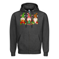 Charcoal Heather christmas gnomes Zipper Hoodie - MaliasSmallBusiness