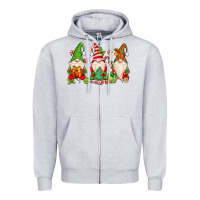 Heather Grey christmas gnomes Zipper Hoodie - MaliasSmallBusiness