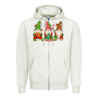 Oatmeal Heather christmas gnomes Zipper Hoodie - MaliasSmallBusiness