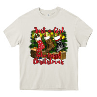 Cream just a girl who loves christmas Heavy Core Tee - RanaPortraitStore