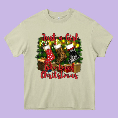 Just A Girl Who Loves Christmas Heavy Core Tee Designed By Ranaportraitstore