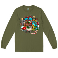 Army Green Christmas sunflower gemstone nurse Long Sleeve Tee - JahusDesignShop