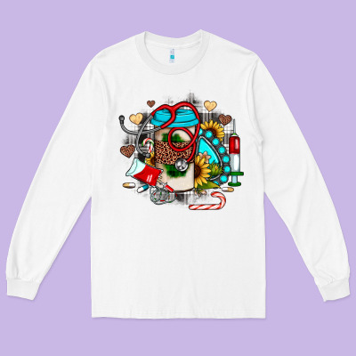 Christmas Sunflower Gemstone Nurse Long Sleeve Tee Designed By Jahusdesignshop
