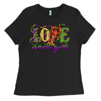 Black love with crawfish mardi gras Ladies Tee - RanaPortraitStore