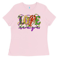 Bubblegum Pink love with crawfish mardi gras Ladies Tee - RanaPortraitStore