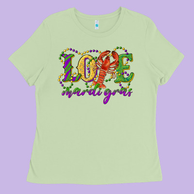 Love With Crawfish Mardi Gras Ladies Tee Designed By Ranaportraitstore
