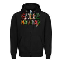 Black feliz navidad Zipper Hoodie - MaliasSmallBusiness