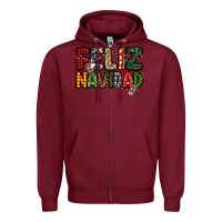Burgundy feliz navidad Zipper Hoodie - MaliasSmallBusiness