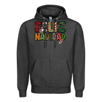 Charcoal Heather feliz navidad Zipper Hoodie - MaliasSmallBusiness