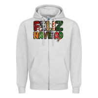 Dove Grey feliz navidad Zipper Hoodie - MaliasSmallBusiness