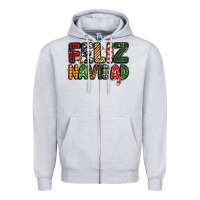 Heather Grey feliz navidad Zipper Hoodie - MaliasSmallBusiness