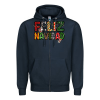 Navy feliz navidad Zipper Hoodie - MaliasSmallBusiness