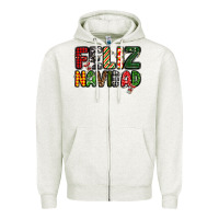 Oatmeal Heather feliz navidad Zipper Hoodie - MaliasSmallBusiness